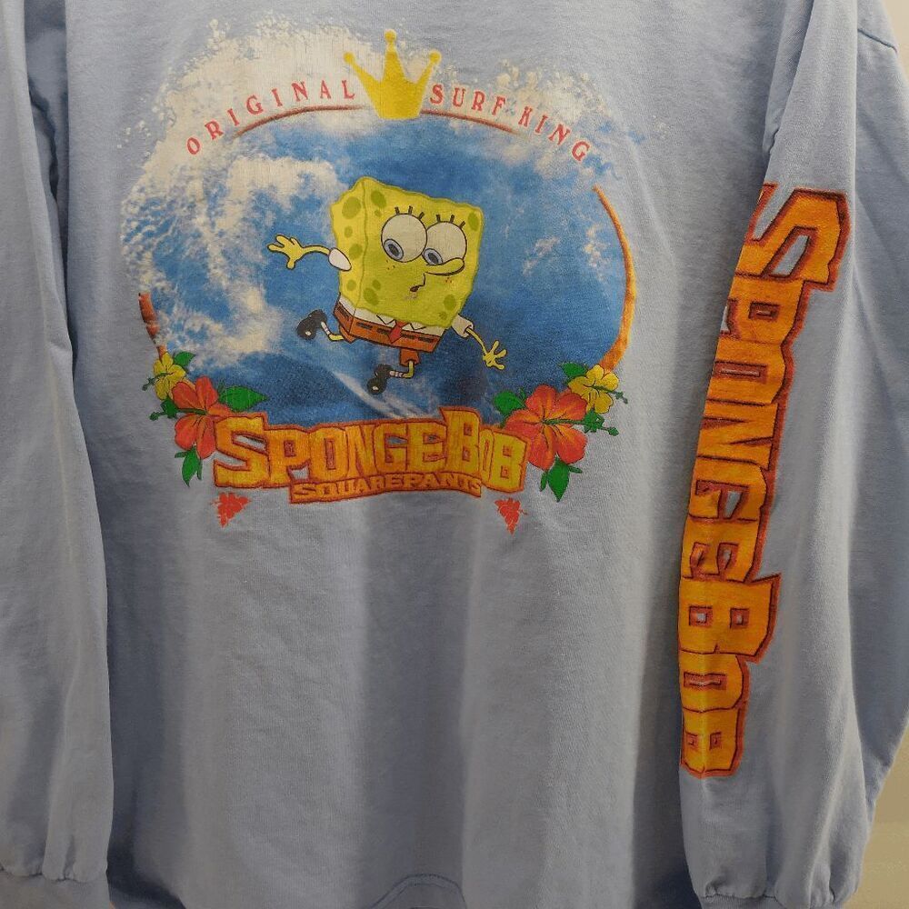 Spongebob Squarepants Vtg 2001 Long Sleeve Hit Shirt Size XL‎ Surf King Blue USA